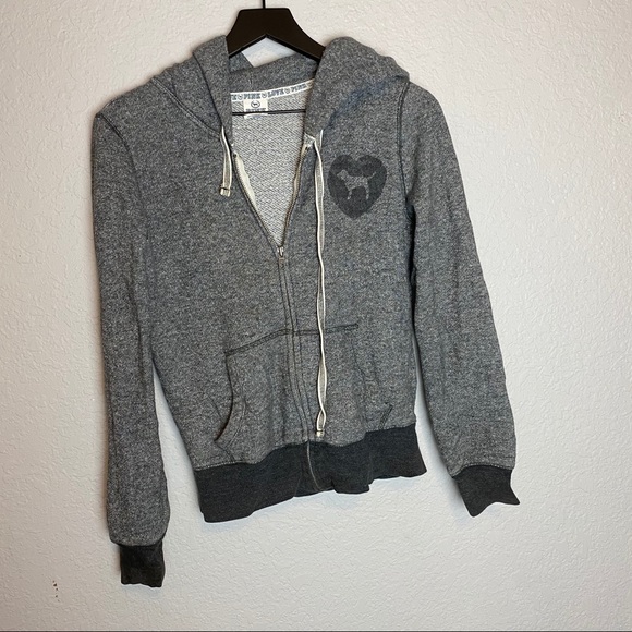 PINK Victoria's Secret Tops - PINK VS gray full zip up hoodie size medium